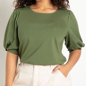 Eloquii Puff Sleeve Ponte Top
